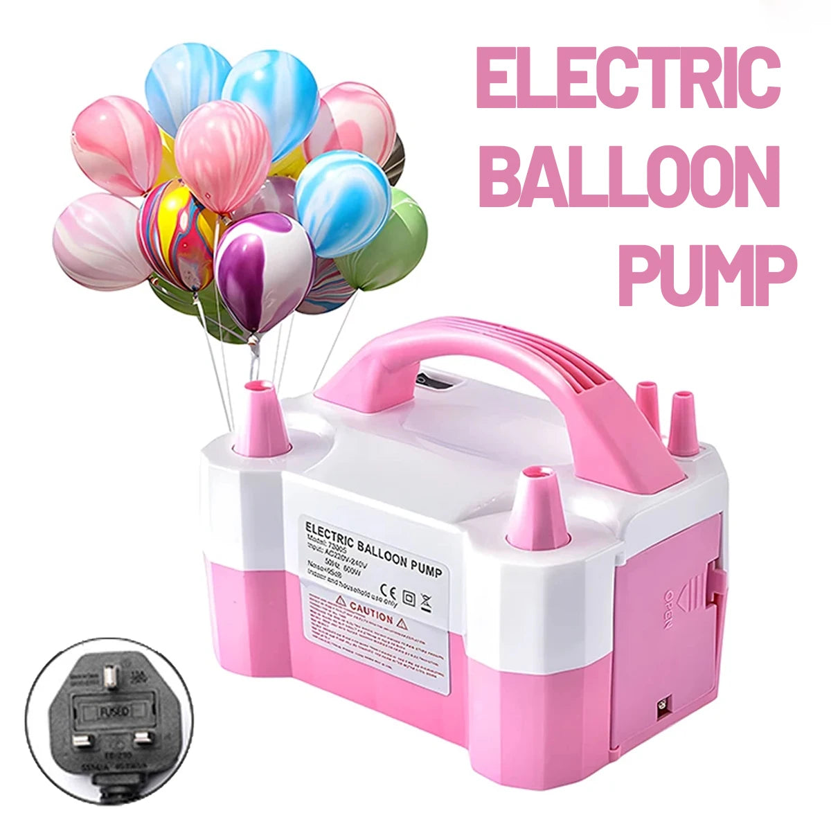 600W Electric Balloon Pump Action Plastic Iator For Party Ballon Tool UK Plug