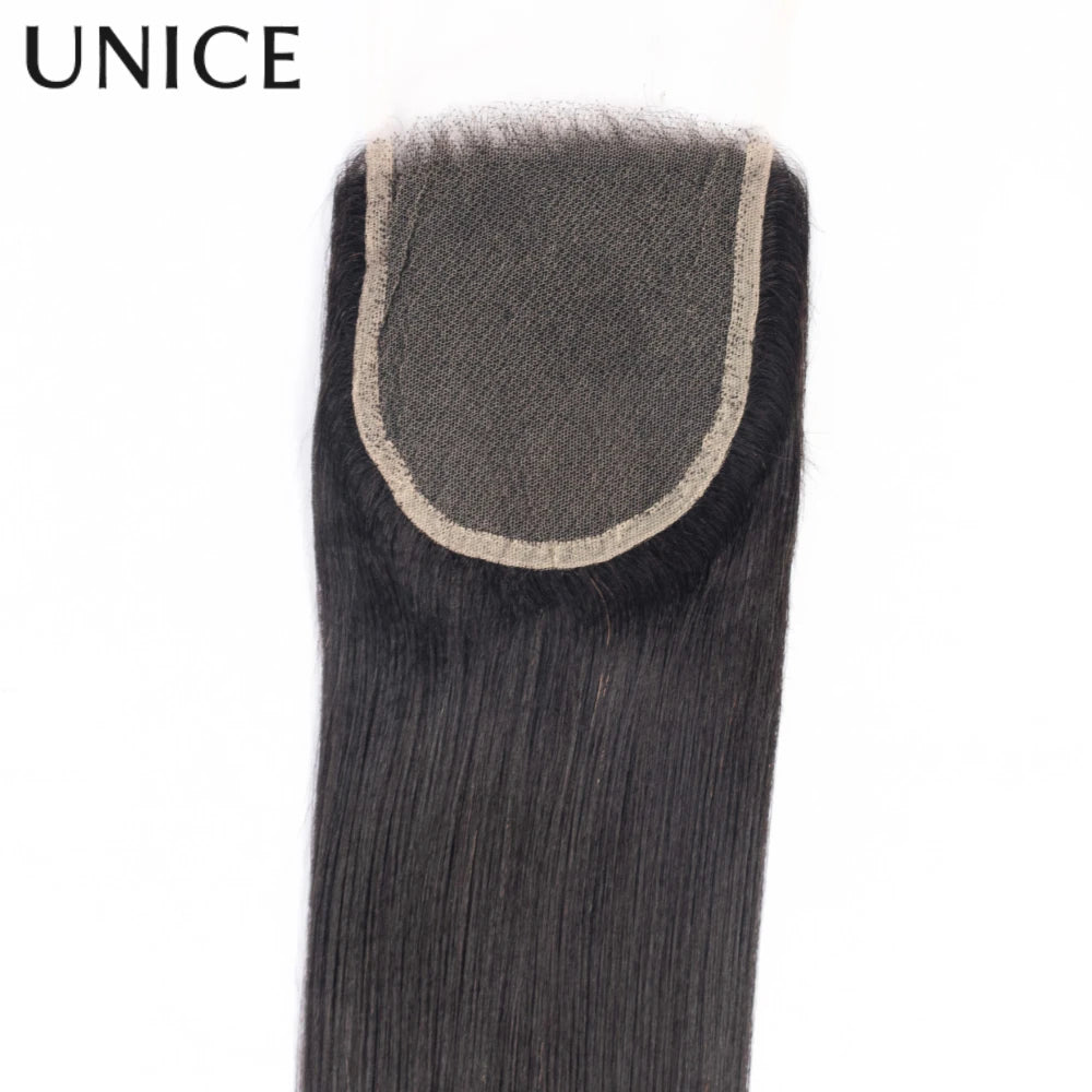 UNICE Hair Yaki Straight Human Hair 4x4 Lace Closure Only 1PC Free Part Lace Closure