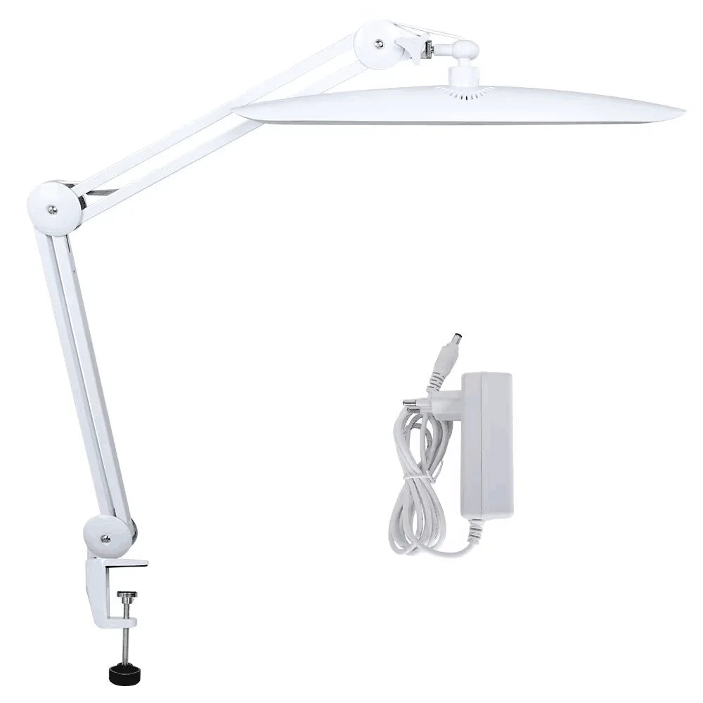 LED Task Desk Lamp 19 Inches Metal Swing Arm Eye-Caring Lash Extensions Lamp 117PCS LEDs for Nail Crafts Reading Head Work Lamp