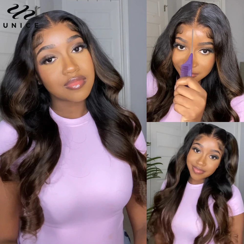 Unice Hair Chestnut Brown Ombre Loose Wave Wig 7x5 Pre Cut Pre Bleached Glueless Wig Human Hair Ready To Wear 150% Density