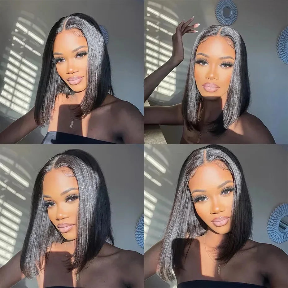 5x5 13x4 13x6 Bone Straight Bob Short Wigs Half Lace Front Wig Human Hair Vietnamese Raw Human Hair Lace Frontal Wig 250 Density