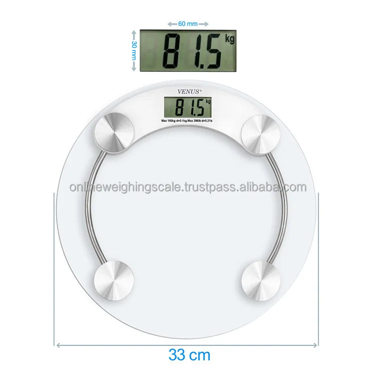 Transparent 180 kg Tempered Glass Body Eco-Friendly Durable Non-Slip Adjustable Bathroom Weighing Scale High Strain Gauge Sensor