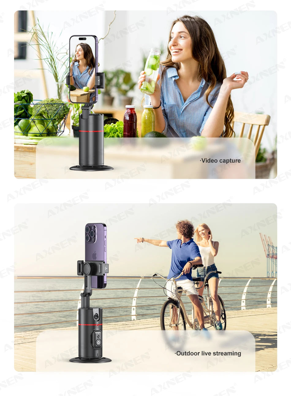 P02 Auto Face Tracking Stand 360° Rotation Phone Holder Desktop Following Gimbal Stabilizer for Smartphone Live Vlogging Video