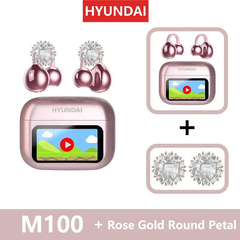 Choice HYUNDAI M100 Open Ear Gaming Earphones Sport Wireless Earbuds TWS Headset Hifi Sound Headphones With Mic For Android IOS