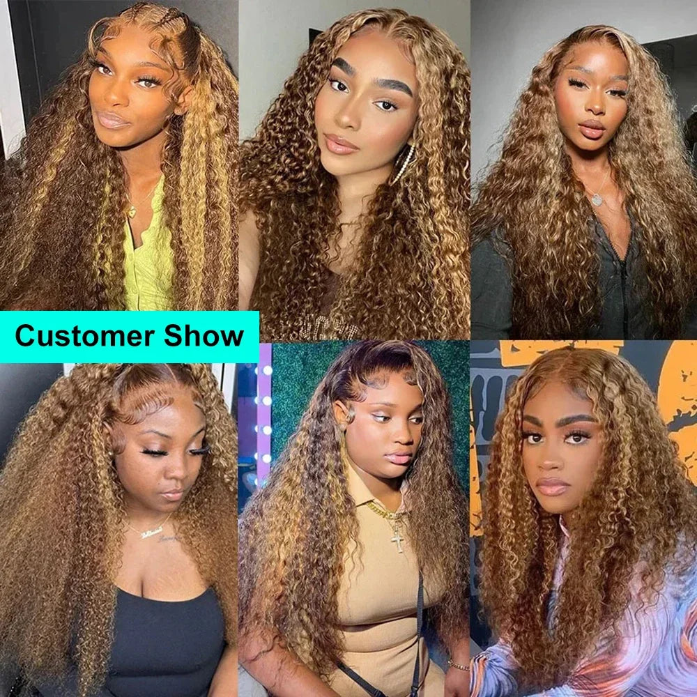Premium Brazilian Honey Blonde Lace Front Wig - 13x4 HD Deep Wave Human Hair Wig for Women