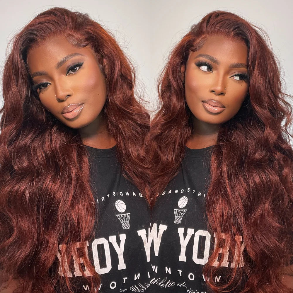UNice Hair Reddish Brown Body Wave 13x4 Lace Front Wig Preplucked Human Hair Lace Frontal Wigs Can Do Any Part 30 Inch Long Wig
