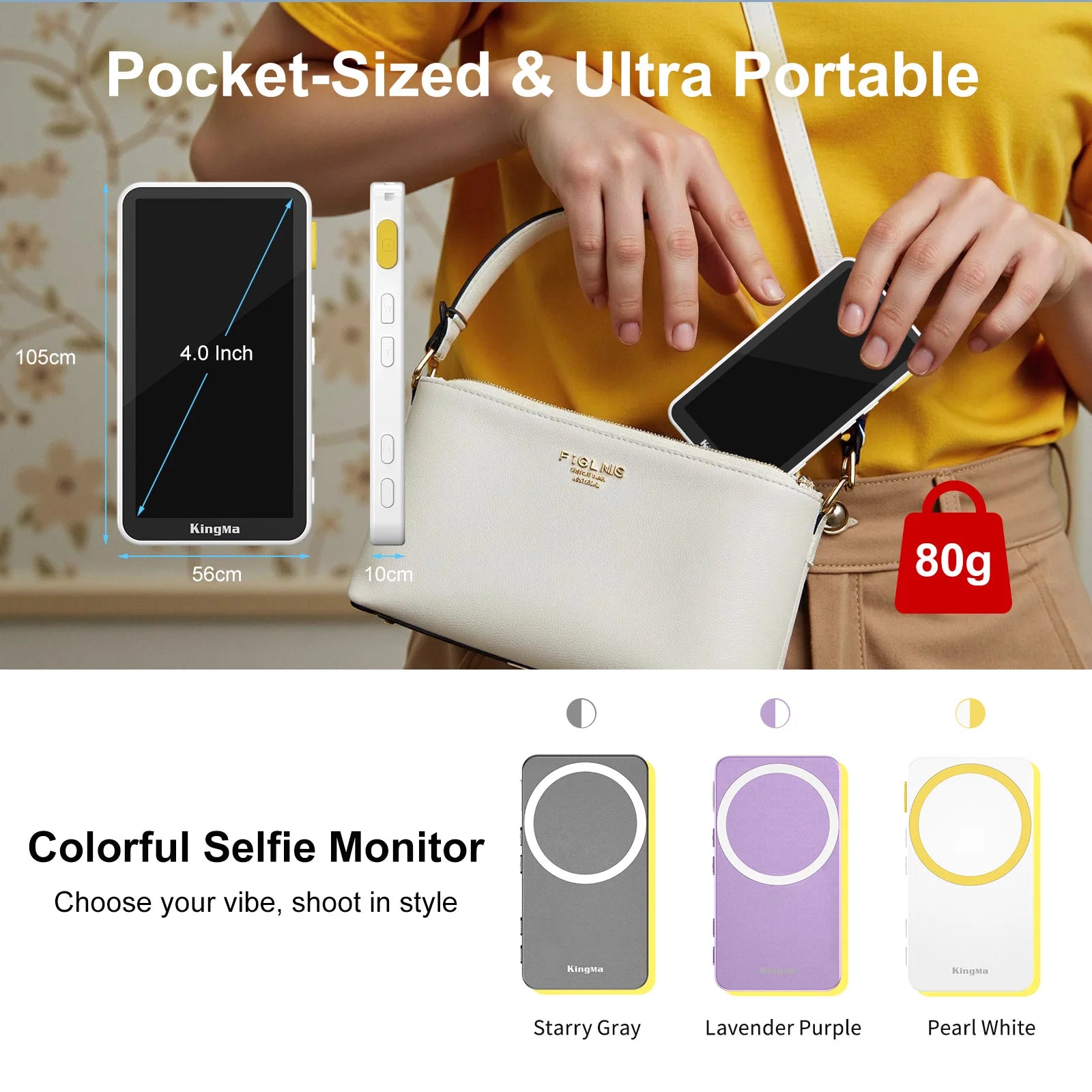Phone Vlog Selfie Monitor Screen, Touchscreen Monitor, Wireless Transmission with Bluetooth Remote for iPhone Live Stream TikTok