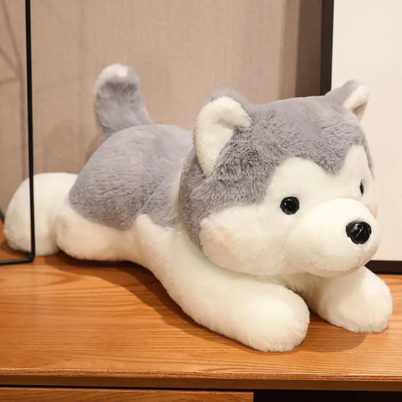 30/40CM Cute Husky Dog Plush Toy Stuffed Animal Soft Kawaii Lying Brown Pet Puppy Pillow Doll Toys for Xmas Gift