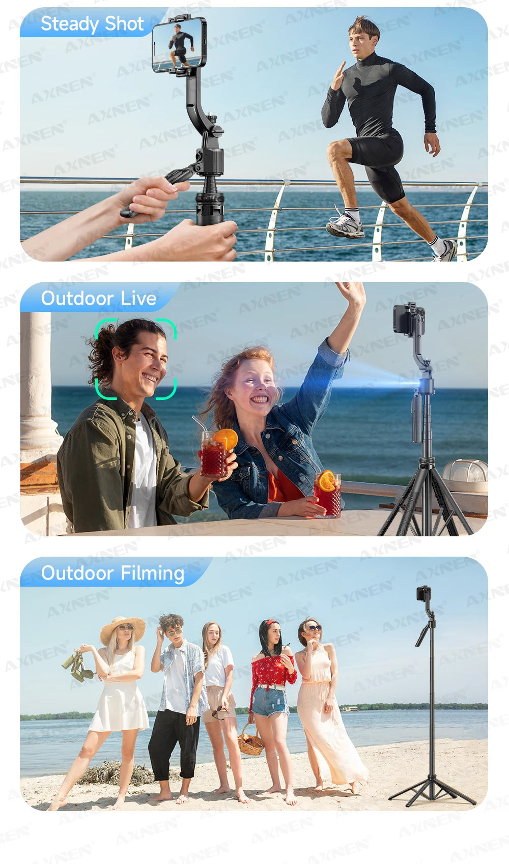 C17 Selfie Stick Tripod for Phone AI 360 Rotation Face Tracking Gimbal Stand Smartphone Camera Monopod Holder 1630mm Quadruped
