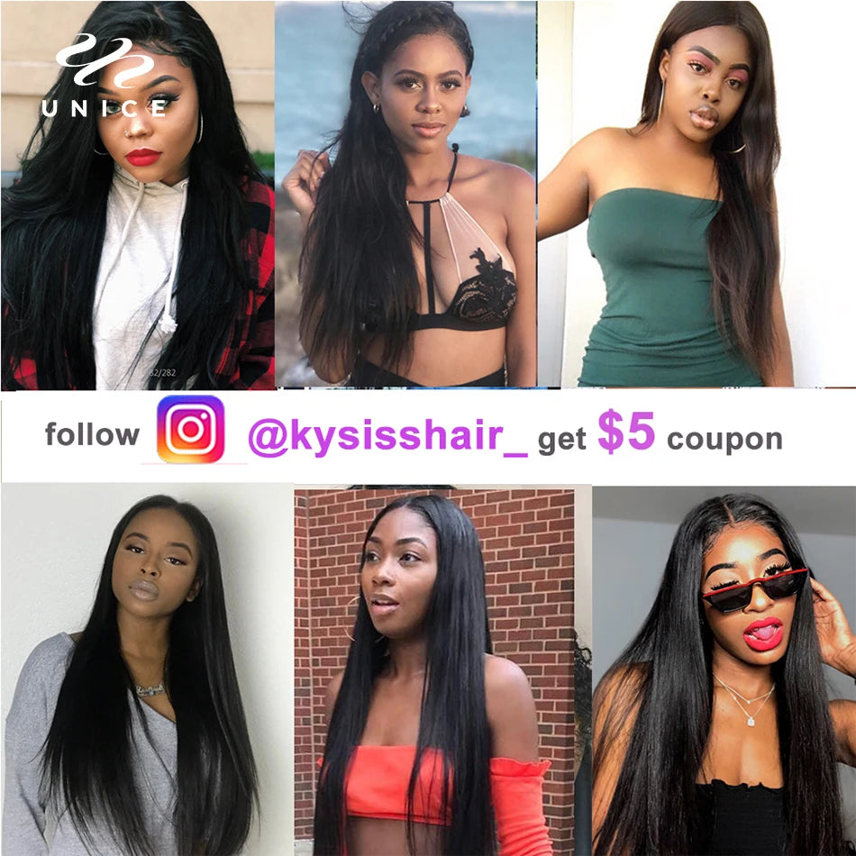 UNice Hair Kysiss Series Malaysian Straight Hair Weave Bundles Human Hair 3  Bundles 8-30 inches Natural Color Virgin Hair