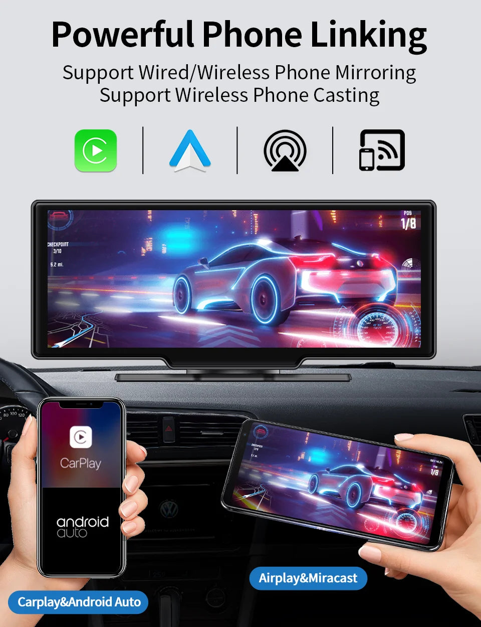 Imagebon H13 Pro 4K Camera ADAS Dash Cam 5s Power On 24h Parking Monitor Wireless Carplay & Android Auto GPS Navigation Car DVR
