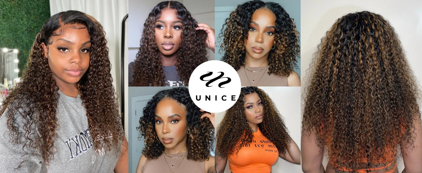 UNice Hair FB30 Highlight Mixed Brown Color Curly Bundles 100% Human Hair Bundles 1Pc 3Pcs 4Pcs Deal