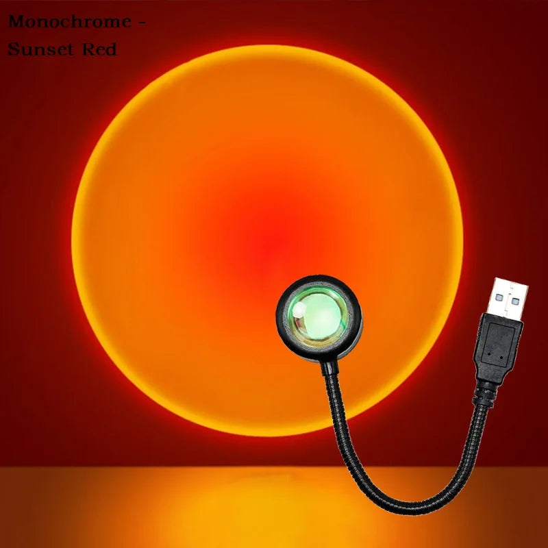 USB Sunset Light Mobile Phone Self Photography Light  LED Rainbow Neon Night Light Projector Photography Wall Atmosphere Light