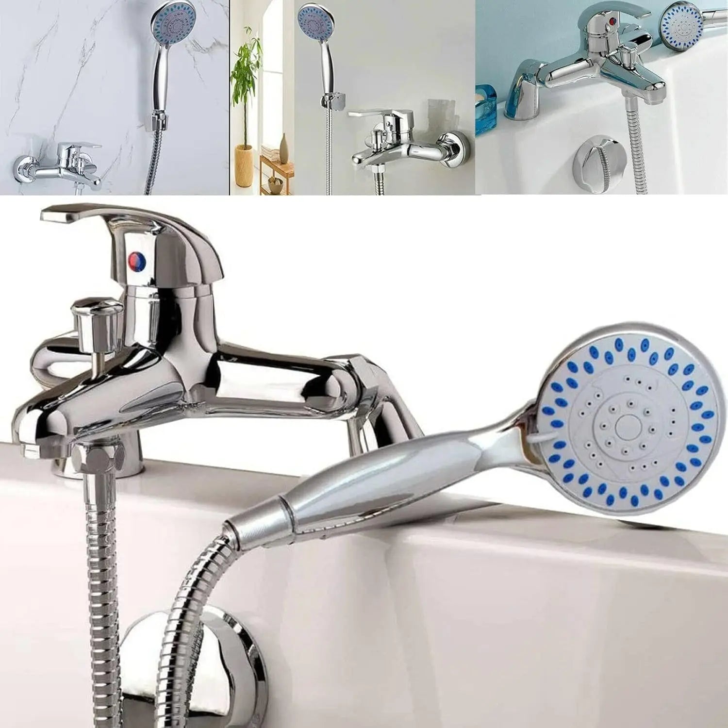 DayPlus Shower Mixer Taps for Bathroom Bath Luxury Chrome Solid Brass Sink Filler Shower Mixer Taps with HandHeld Shower Handset