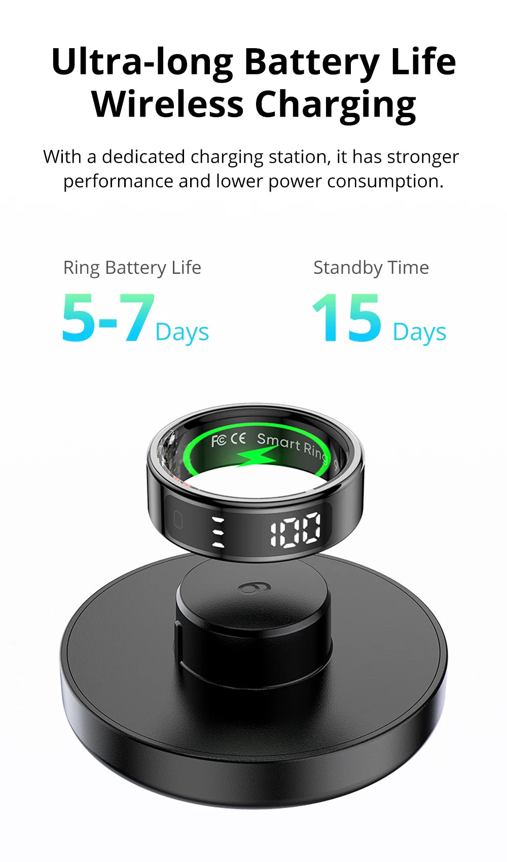 New COLMI R12 Smart Ring, Wireless Charging, Display and Touch, Health Manager, Multi Sports Modes For Men Women, Gold, Silver