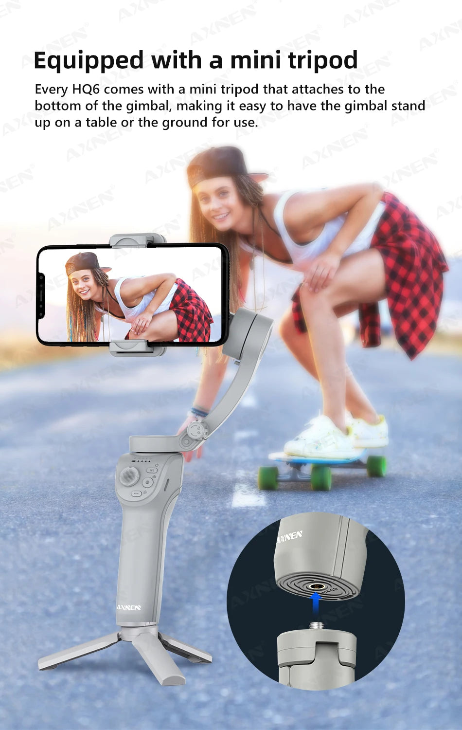 3 Axis Handheld Gimbal Stabilizer for Smartphone with Fill Light for iPhone Android Face Tracking Tiktok Vlog Smart Gimbals HQ6