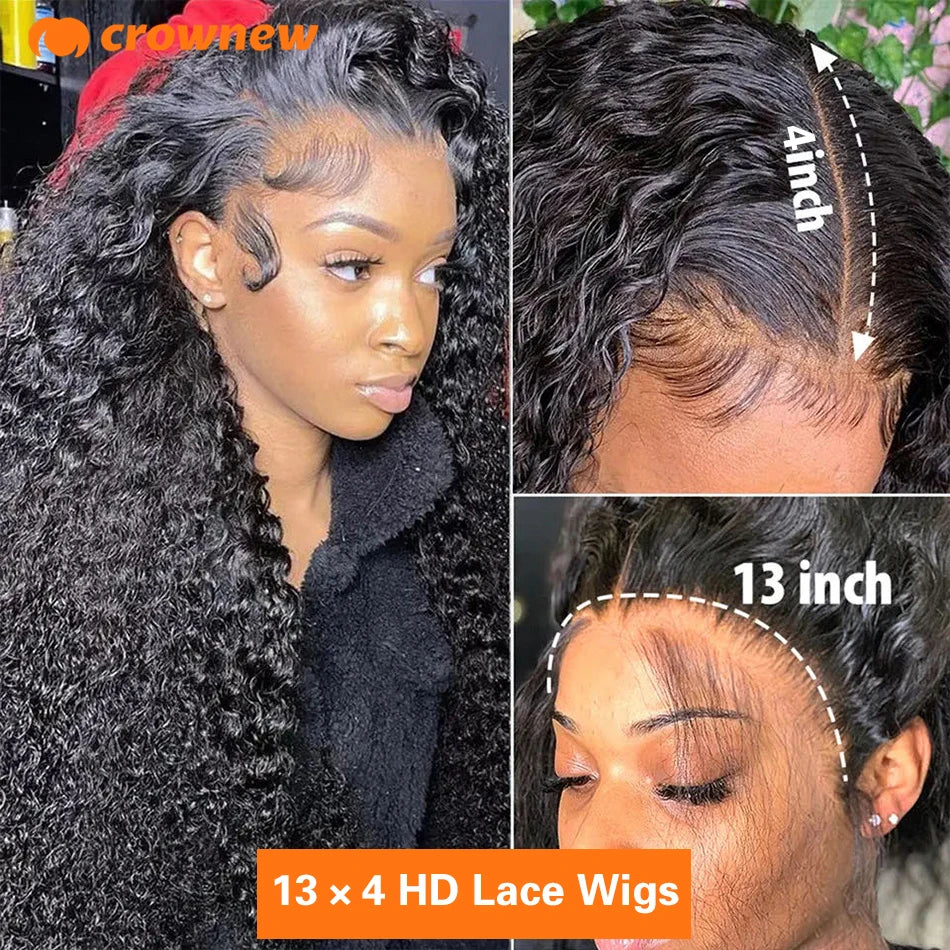 4C KinKy Edges Curly Baby Hair Natural Hairline Curly Lace Front Human Hair Wig 13X4 Hd Lace Front Human Hair Wig Preplucked Wig