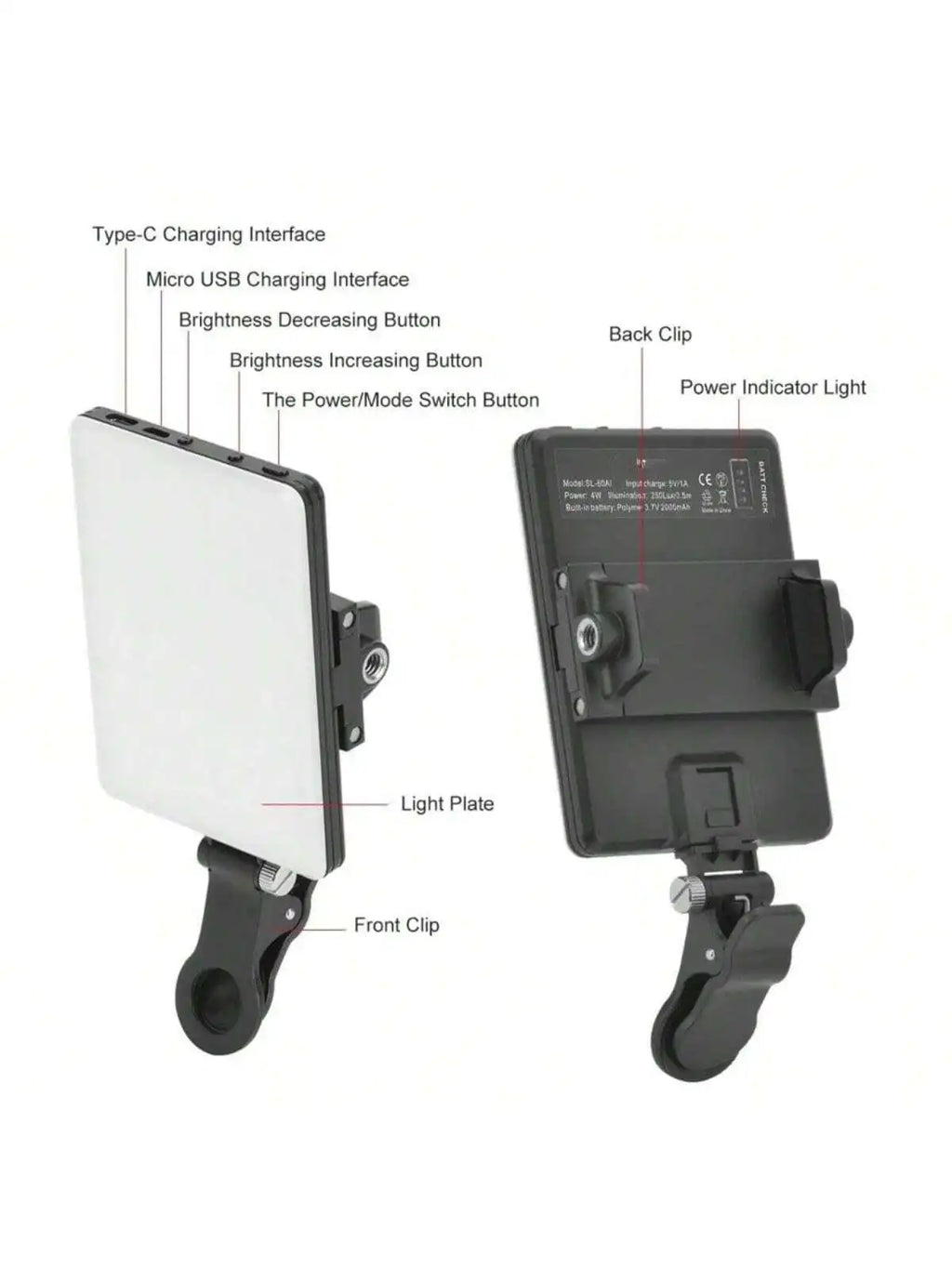 Selfie Light For Phone, Laptop, Tablets Camera Photography Video, With Front & Back Clip, Adjusted 3 LightModes For Phone, lPhon