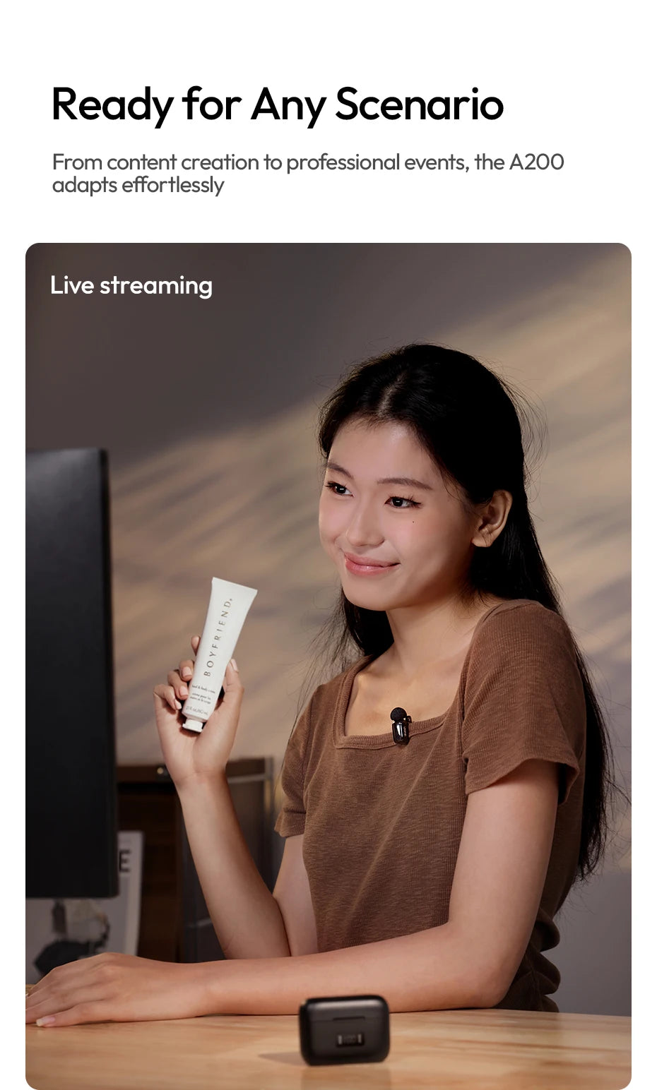 Ulanzi A200 Mini Mic 48kHz/24bit 100m SNR 75dB for Smartphone Camera Livestreaming Street Interview Vlogging Wedding Videography
