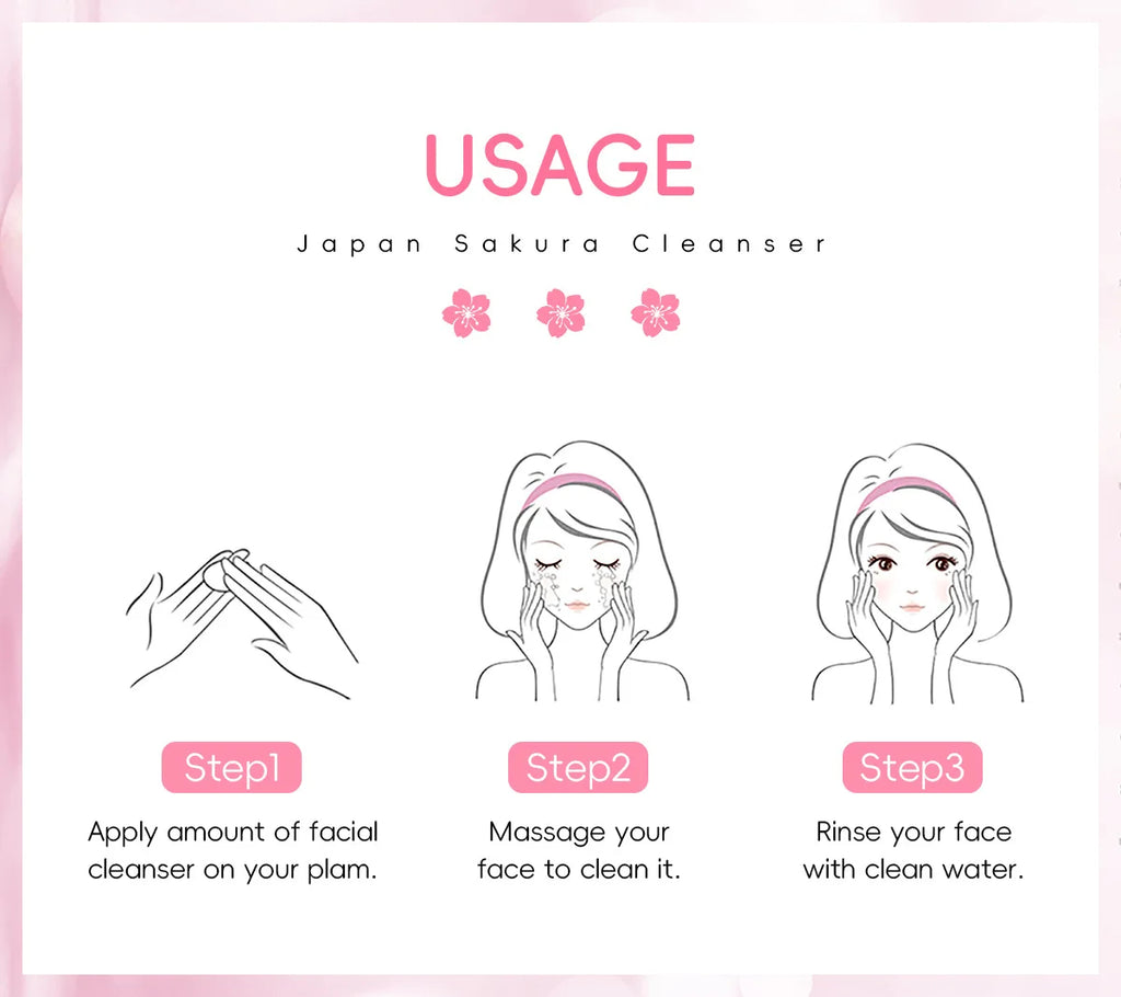 LAIKOU Japan Sakura Cleanser Gentle Deep Cleaning Oil Control Moisturizing Shrink Pores Face Skin Care Skin Cleanser 50g