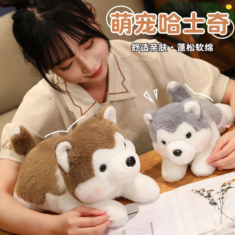 30/40CM Cute Husky Dog Plush Toy Stuffed Animal Soft Kawaii Lying Brown Pet Puppy Pillow Doll Toys for Xmas Gift