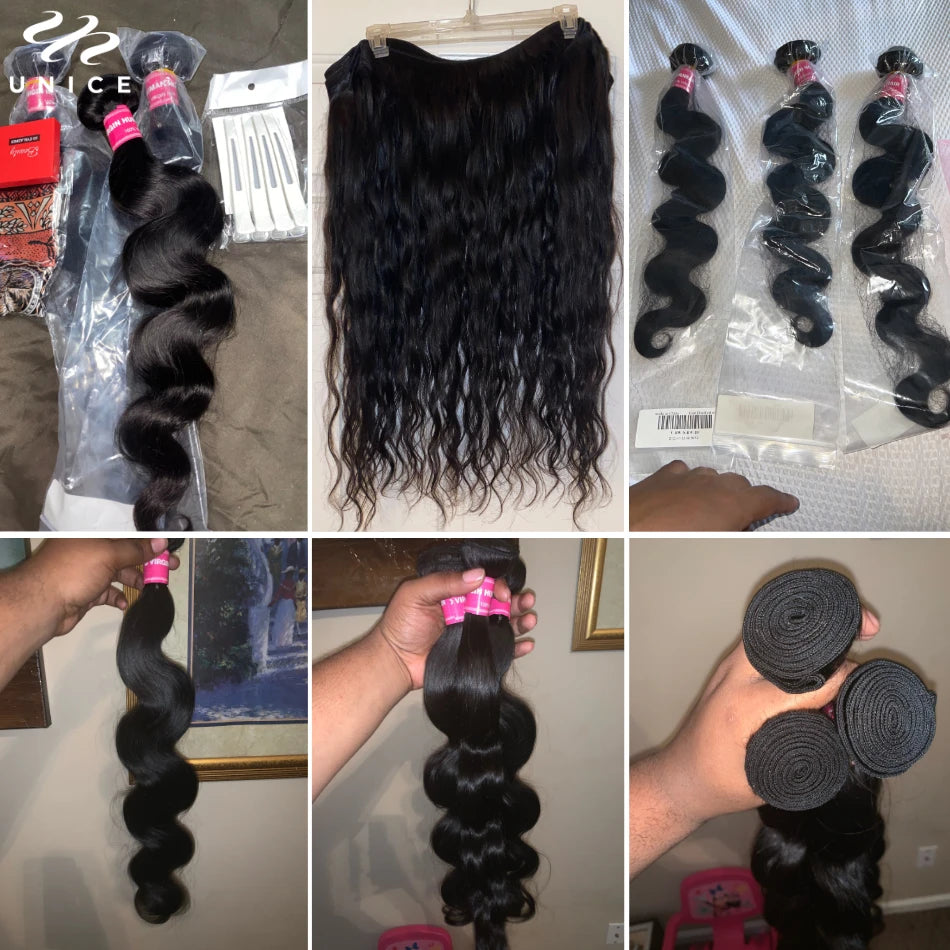 UNice Hair Company Indian Hair Body Wave Human Hair Bundles 1 Piece Remy Hair Extensions Weave 8-30inch Can Mix Any Length