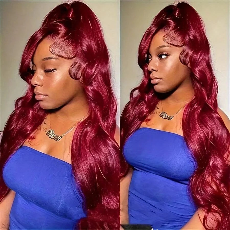 Premium 13x6 HD Lace Front Wig 99J Red Burgundy Colored Human Hair Wigs Tuneful Body Wave Human Hair Wigs 13x6 Lace Frontal Wigs