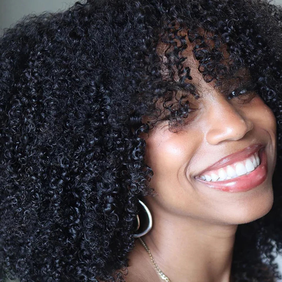 ISEE Hair Glueless Wigs Flip Over 250 Density Afro Curly Half Wigs Human Hair 3 IN 1 Half Wig With Drawstring Seamless Clip Ins
