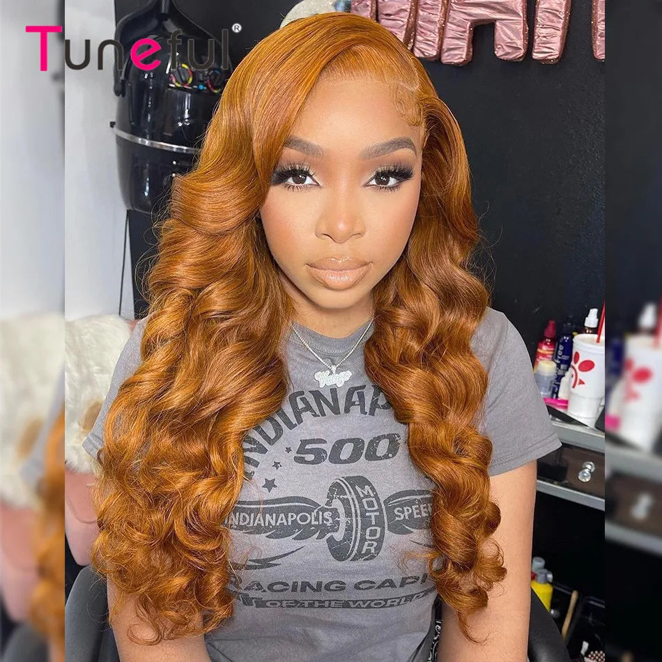 NEW 13x6 Ginger Blonde Colored Human Hair Lace Front Wigs 180% HD Lace Frontal Wigs Body Wave Honey Blonde Color Human Hair Wigs