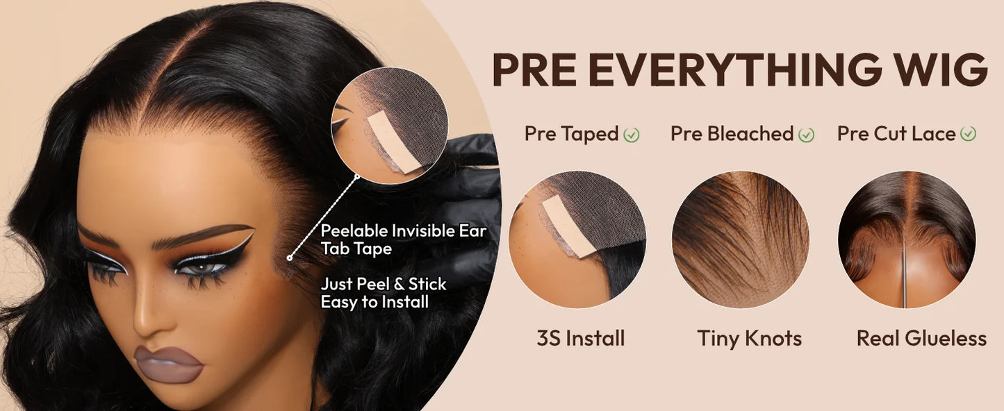 UNICE Black Cherry Loose Wave Curtain Bangs Wig With Invisi Drawstring 7x5 13x4 Pre Cut Pre Bleached Glueless Wig Human Hair