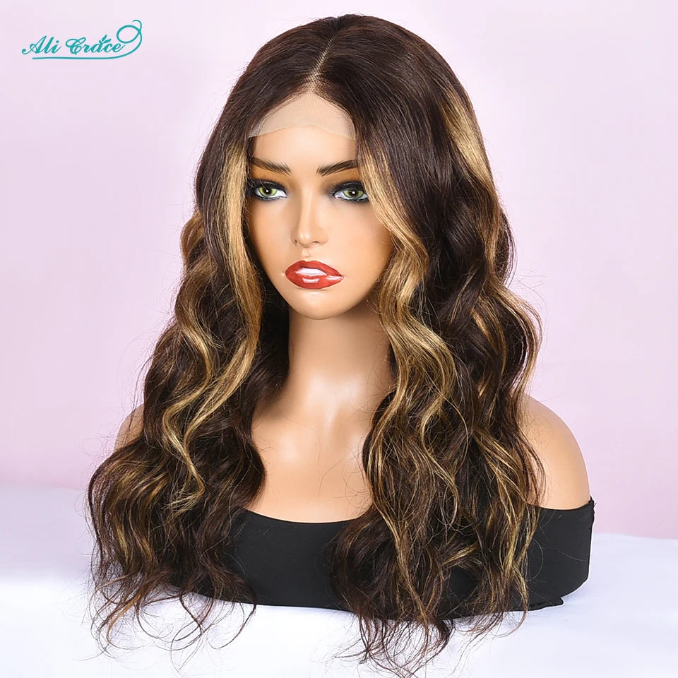 Ali Grace Body Wave Lace Front Human Hair Wigs Highlight Brown Body Wave 4x4 Lace Closure Wig 13x4 Lace Front Wigs for Women