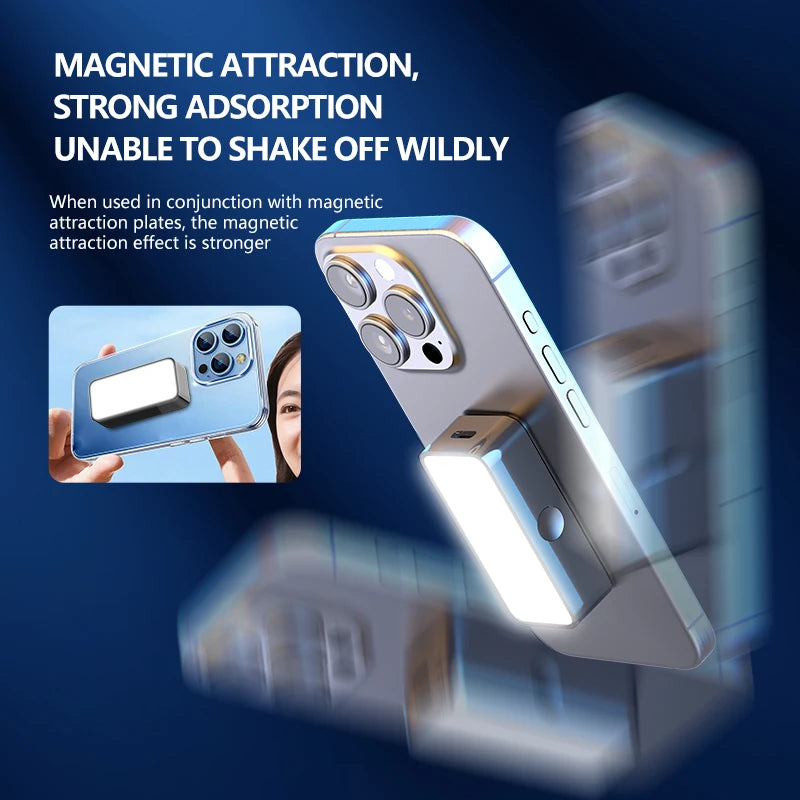 Magnetic Portable Mini Selfie Fill Light Adjustable Lighting Rechargeable Portable Led Video Light For Tiktok Camera Mobile IPad