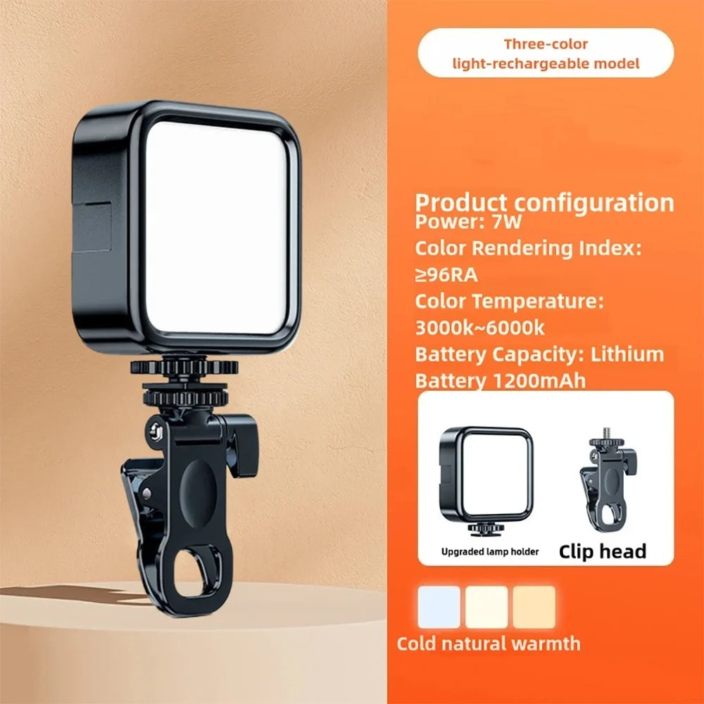Portable LED Selfie Light for iPhone Samsung iPad Mobile Phone Laptop Clip Rechargeable Flash Fill Photo Video Photography Lamp
