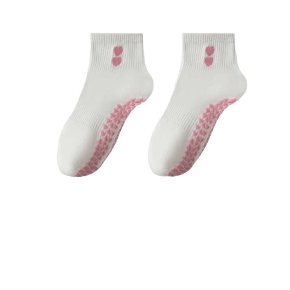 Pilates Socks with Grips for Women Cute Yoga Grip Socks Non Slip Cotton Ankle Sock for Yoga Barre Ballet