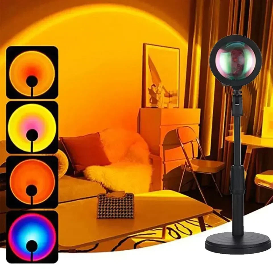 RGB Sunset Projector Lamp, 16 Colors Rainbow Atmosphere Light for Bedroom Wall, Mood Lighting Decor for Parties Home Decoration