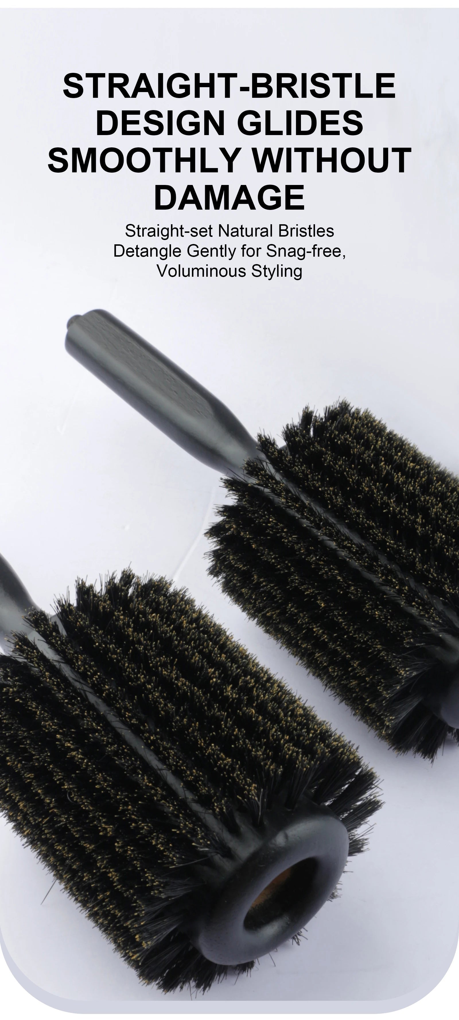 6 Sizes Boar Bristle Round Hair Brush Curly Hair Styling Comb Professional Removable Tail Barber Hairdresser Round Rolling Comb