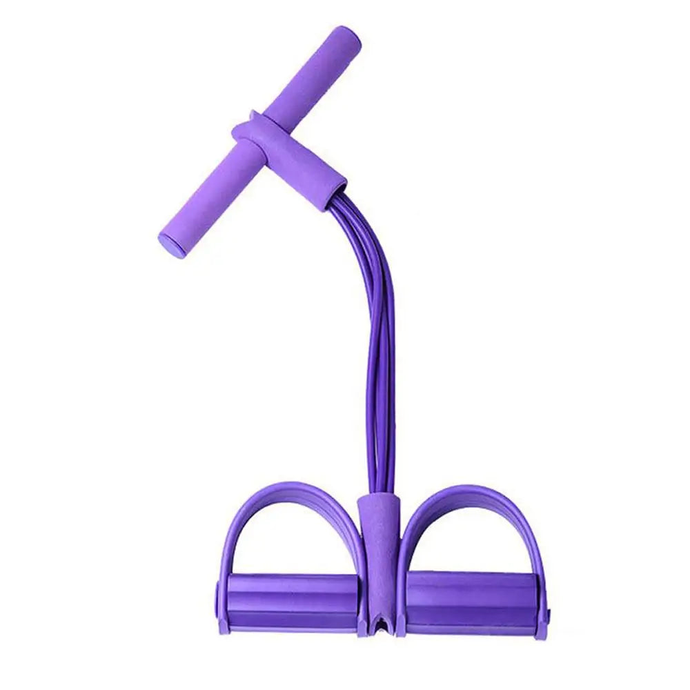 Fitness Resistance Bands-4 Tube Pedal Ankle Puller - Sit Up Leg Stretch Rope Exercise Bands , Stretching Workout Fitness Bands