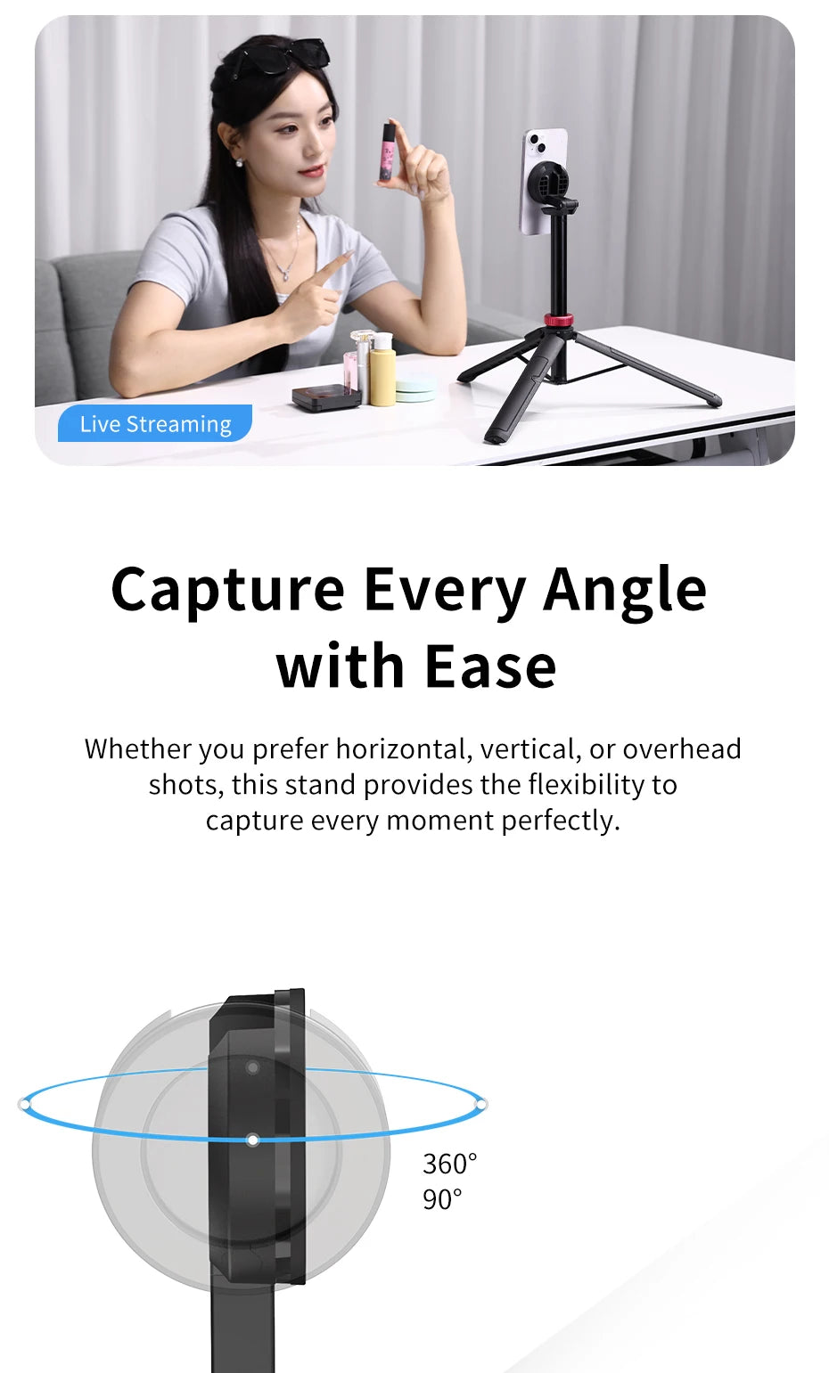 Ulanzi MT-84 Magnetic Tripod Portable Selfie for iPhone 15 14 13 Pro Pro Max for Live Streaming Vlogging