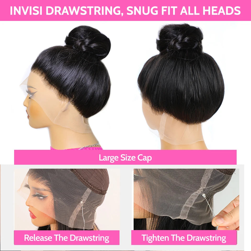 ISEE Hair 360 Glueless Wig Human Hair Ready To Wear Straight Glueless HD full Lace Front Wigs PreCut Preplucked Wear And Go Wigs