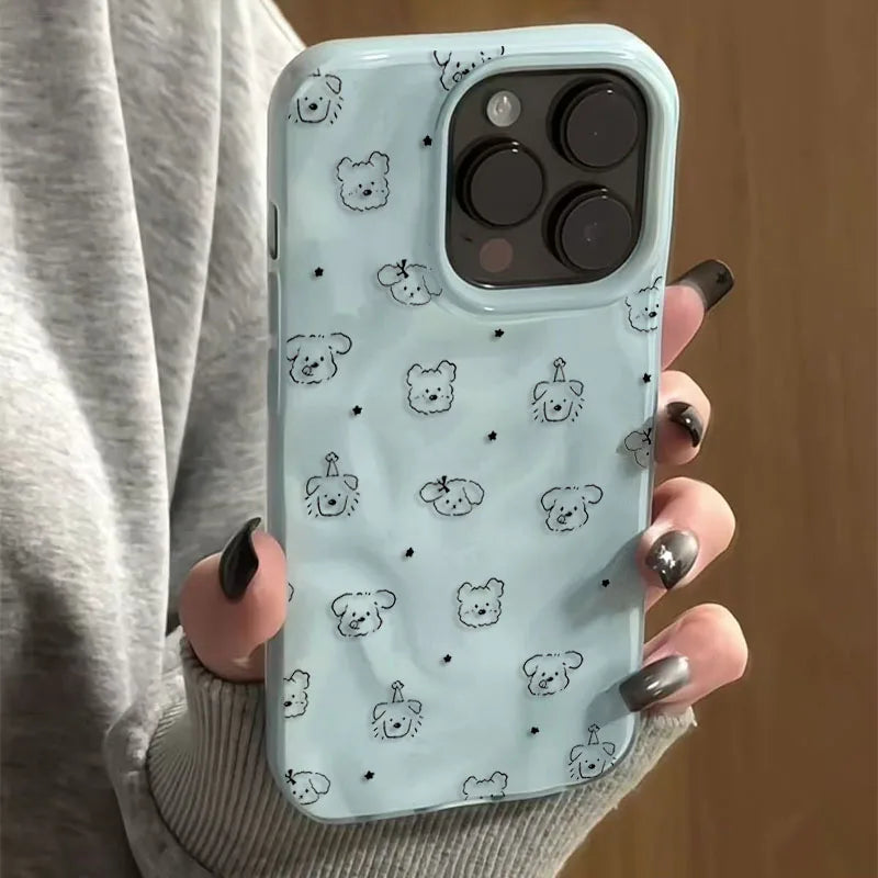 Cute Minimalist Full Puppies Soft Phone Case for iPhone 17 16 Pro Max 15 16 Pro 13 14 12 11 Pro Max Plus 16E 17Air Stylish Cover