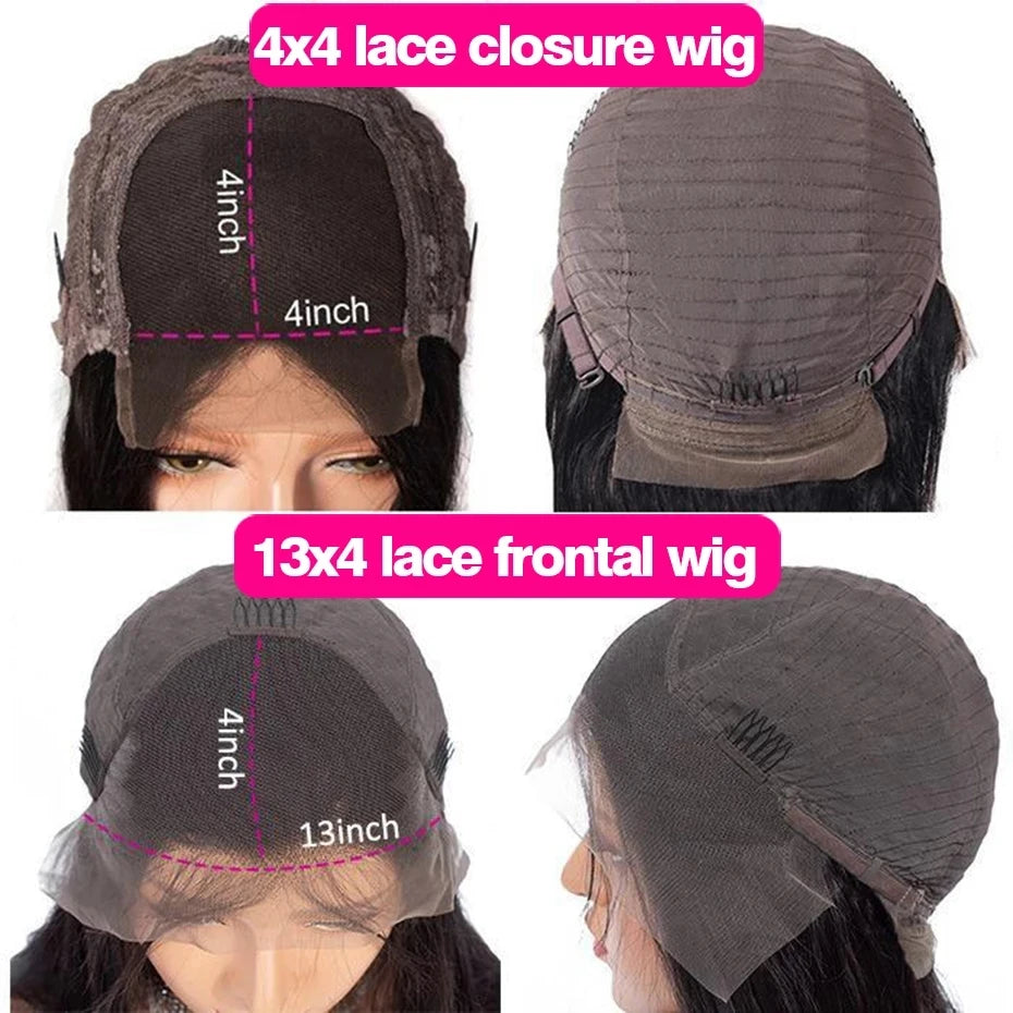 34 36Inch Deep Wave 13x4 13x6 Transparent Lace Frontal Wig Human Hair Water Curly 4x4 Lace Closure Wigs For Black Women Bling