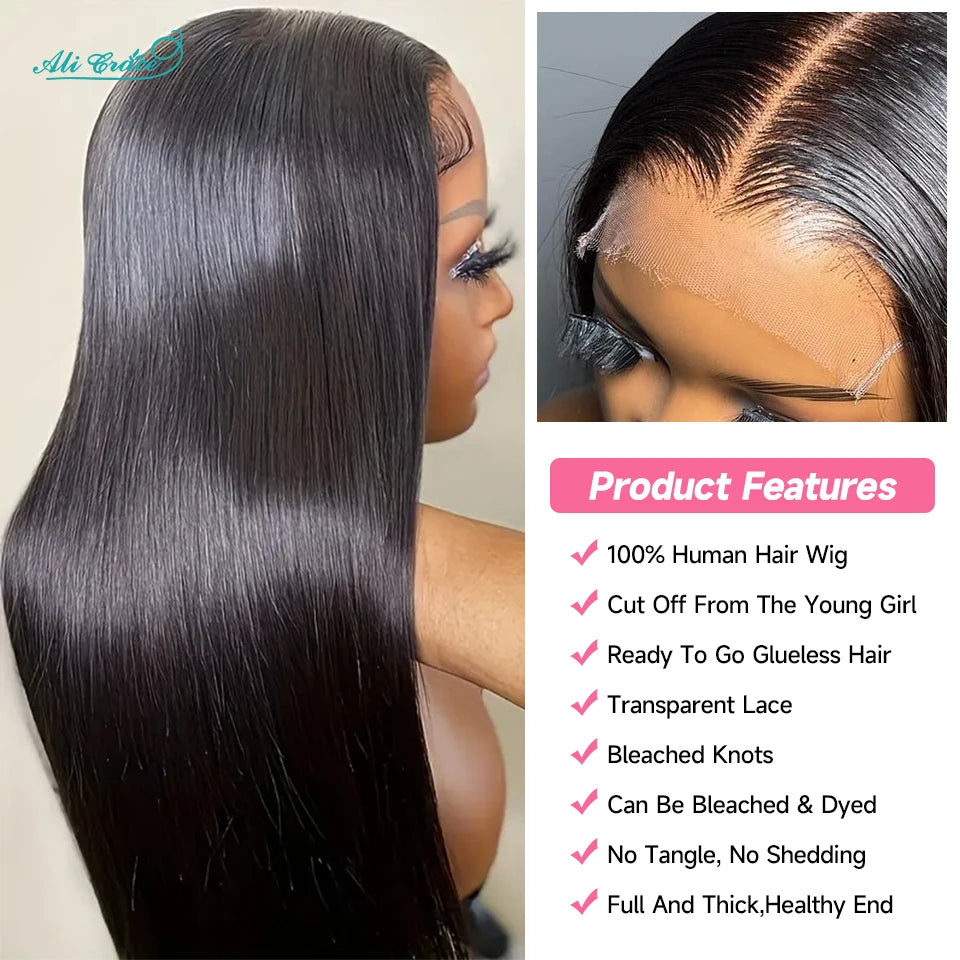 AliGrace Pro-Series Straight Hair 5x6 Lace Closure Wig 30 Inch Straight Remy Human Hair Wigs Pre-Plucked Longer and Thicker Wigs