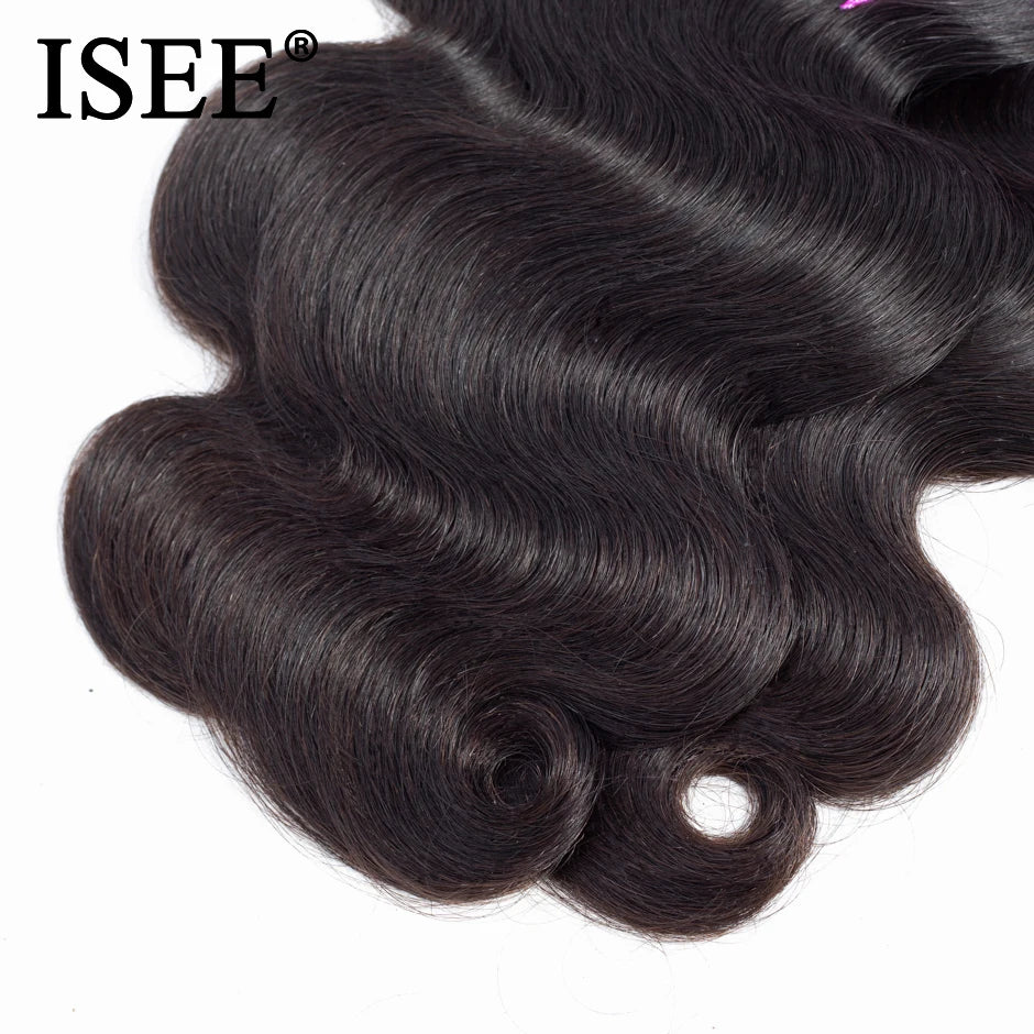 ISEE Malaysian Body Wave Remy bundles raw Human Hair Extensions 100% Unprocessed Can Buy 1/3/4 Bundles Nature Color Weave