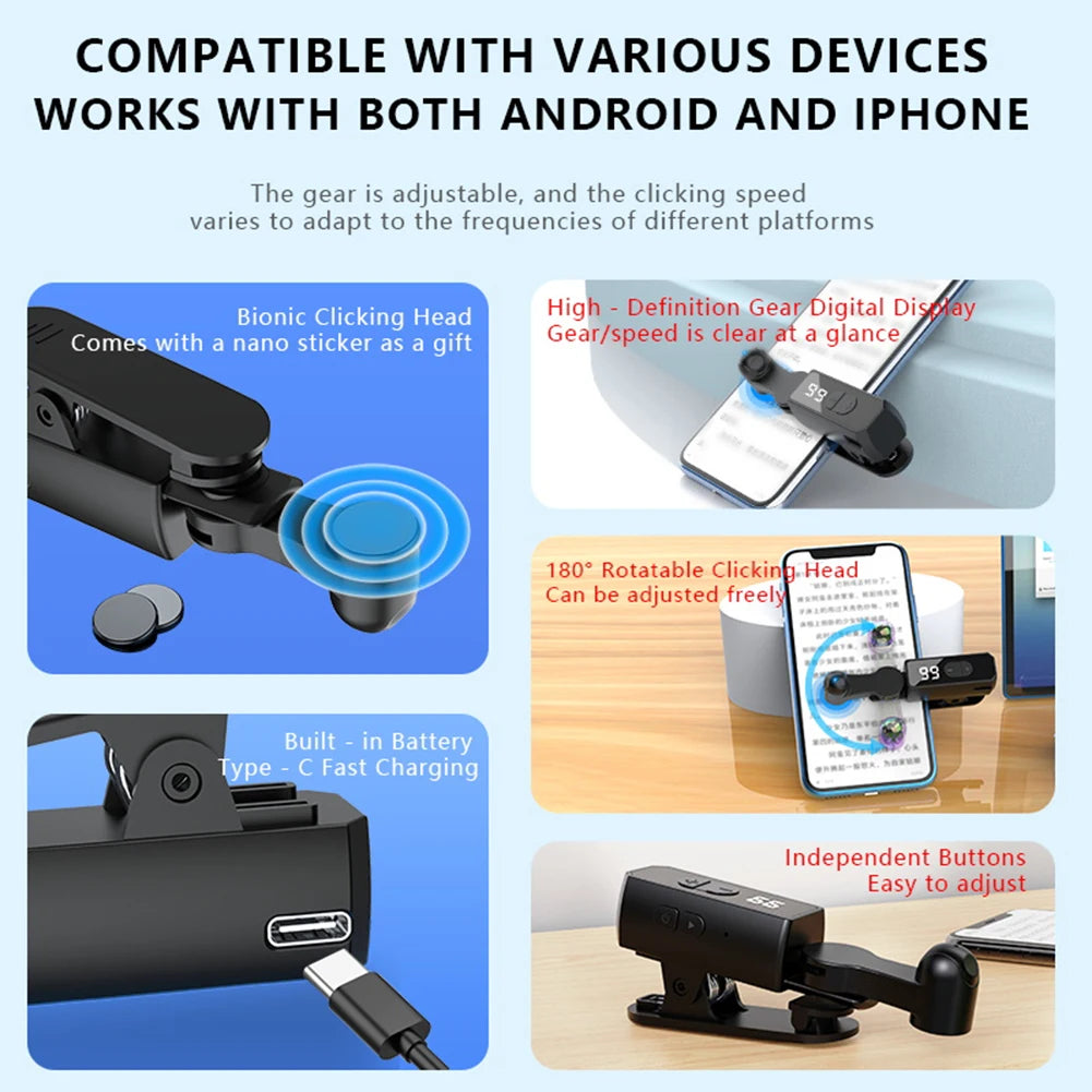 Fast Click Simulation Finger Continuous Click for Phone Phone Screen Tapper for Game Live Broadcasts Likes Reward Task