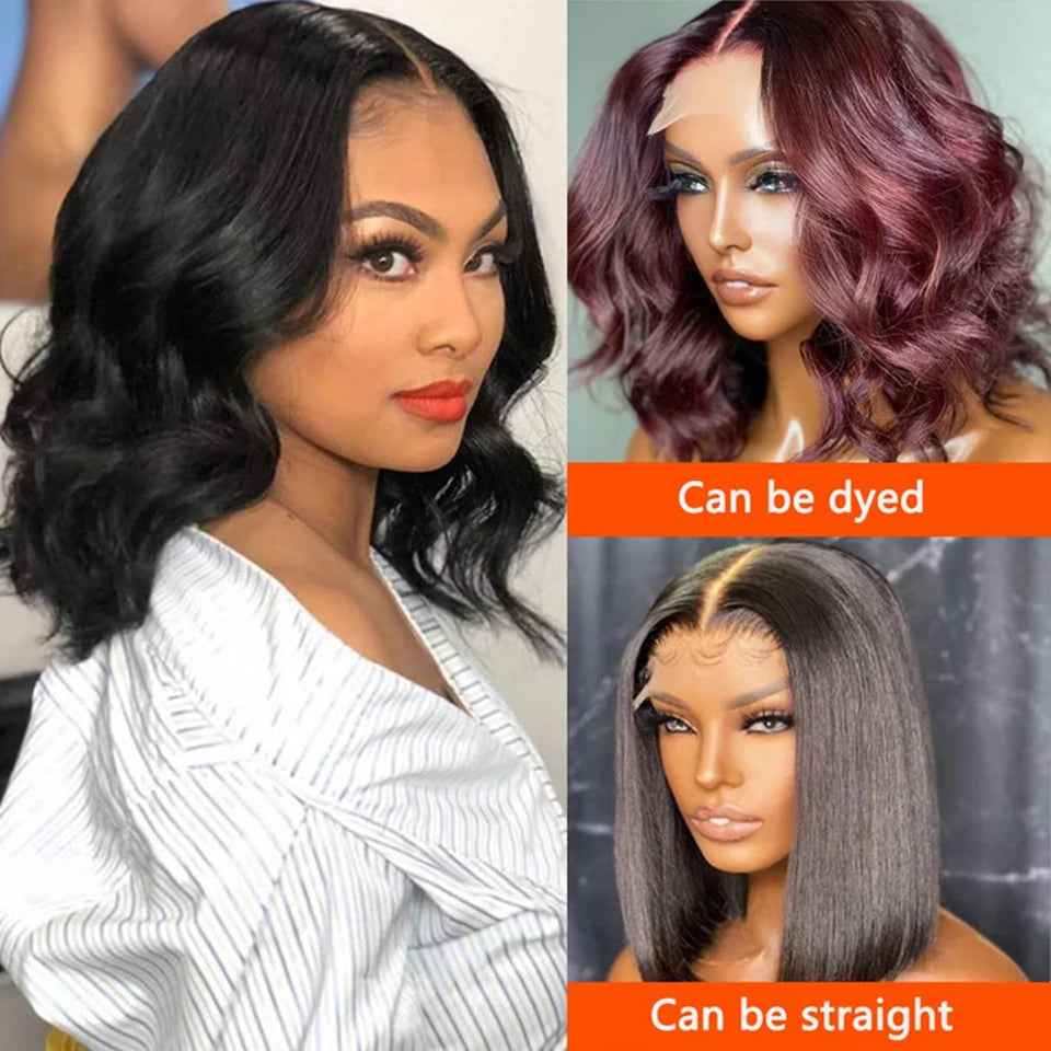 Premium Brazilian Body Wave Wig - 4x4 Lace Closure Human Hair Bob Wig for Women