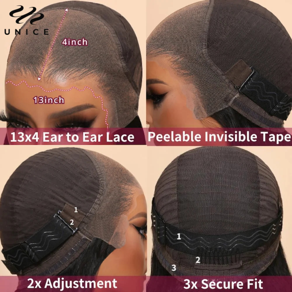 UNice Pre Everything Frontal Wig Pre Bleached Pre Cut 13x4 Lace Front Wig Straight Lace Front Wig Human Hair Wear Go Lace Wigs