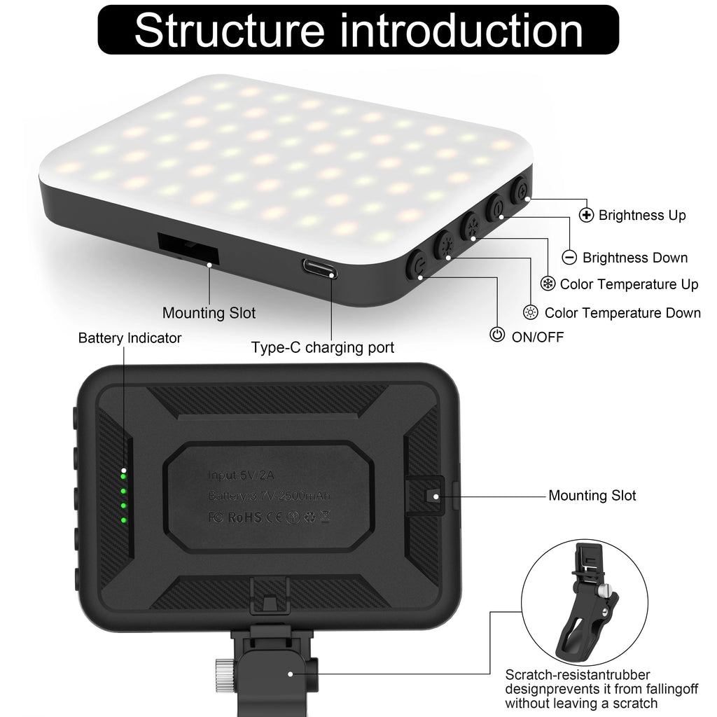 New Selfie Light, 60 LED Phone Light Fill Light 7 Modes Output Video Lamp Kit Dimmable 2500K-6500K Bi-Color Panel Light CRI 97+