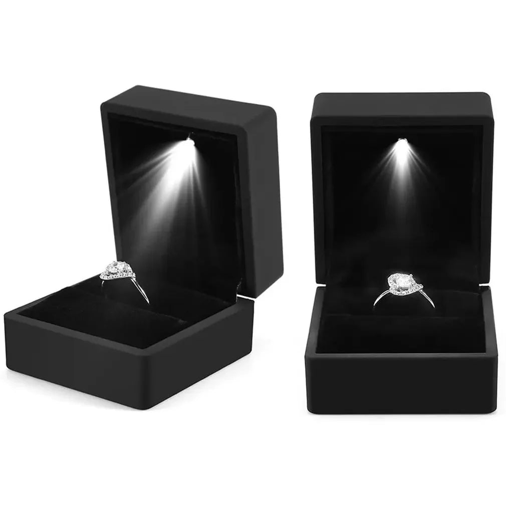 2024 Luxury Ring Box With LED Light Jewelry Diamond Ring Box for Engagement Wedding Birthday Valentine's Day Gift Box