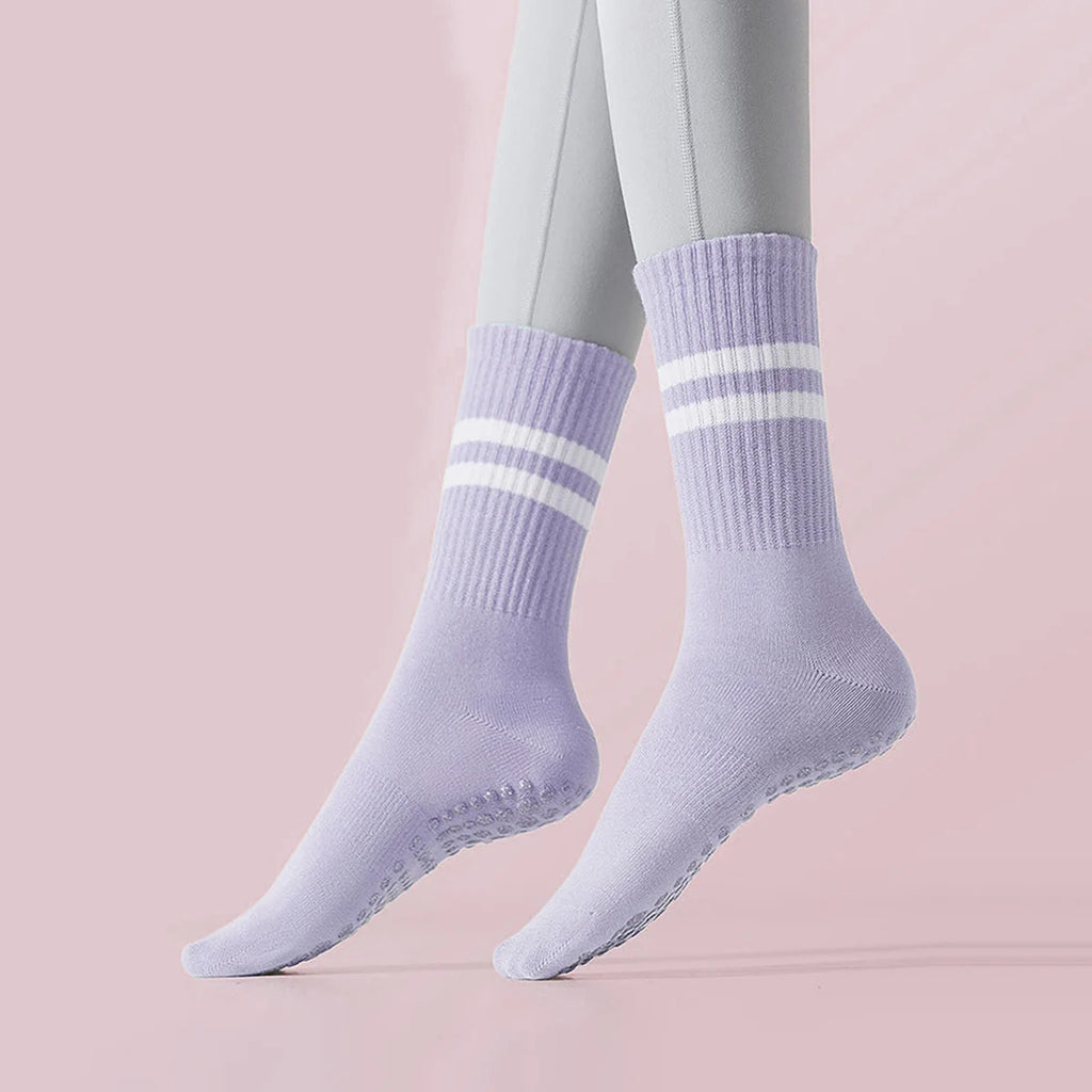 3 Pairs Long Yoga Socks with Grip for Women Anti Skid Gripper Socks No Slip Socks for Pilates, Barre, Dance,Yoga