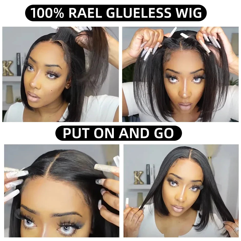 Wear and Go Glueless Wigs Human Hair PrePlucked Pre Cut 7x5 Straight Lace Closure Wigs Ready to Wear Wigs For Women 180 Density